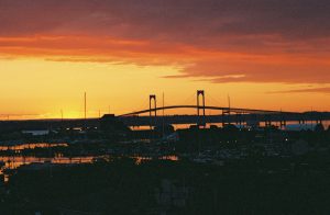 newport harbor sunset pell bridge