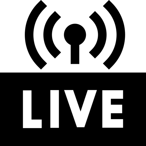 Black and white graphic of a broadcast signal icon above the word "LIVE" in bold capital letters, capturing the excitement of Sightsailing updates as they happen.